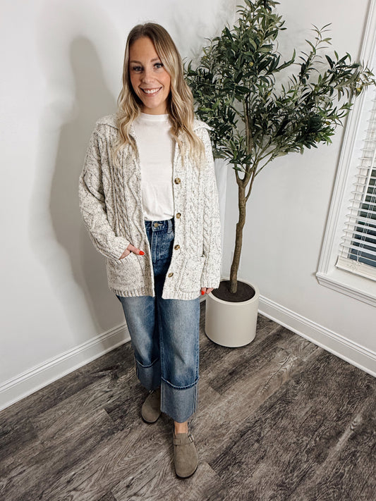 FRONT POCKET BUTTON DOWN CARDIGAN
